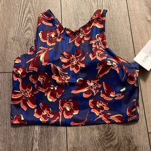 Athleta Floral Sports Bra - Red and Blue